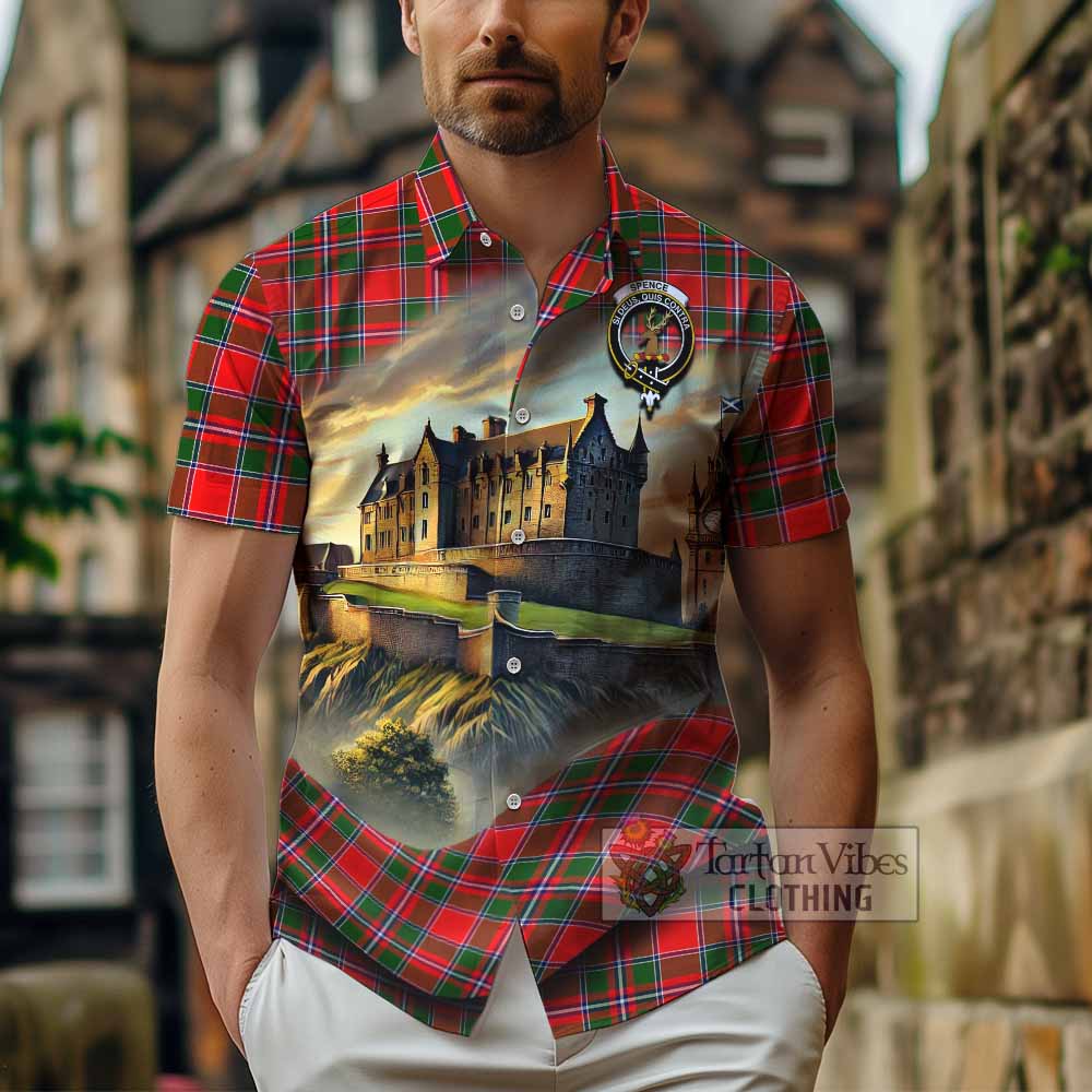 Spence (Spens) Tartan Family Crest Hawaiian Shirt with Scottish Ancient Castle Style - Tartan Vibes Clothing
