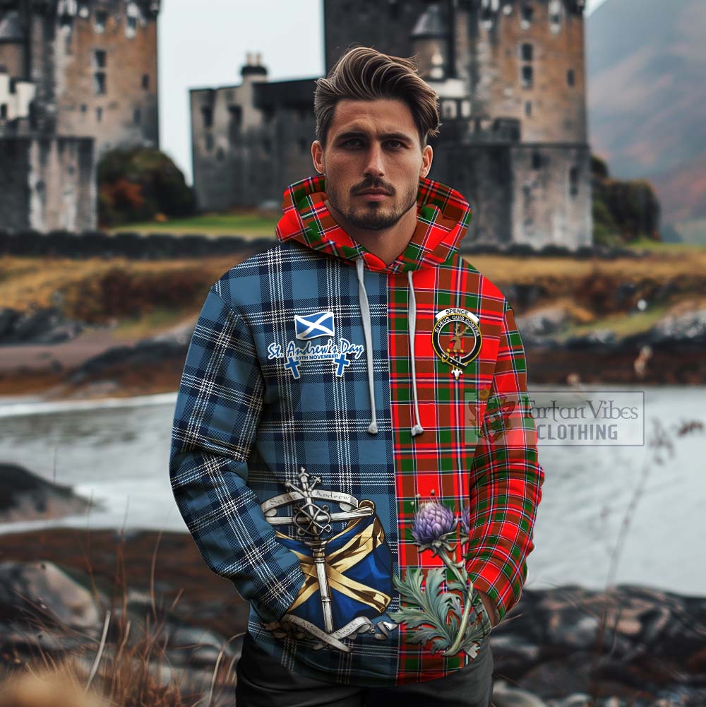Spence (Spens) Tartan Cotton Hoodie Happy St. Andrew's Day Half Tartan Style - Tartan Vibes Clothing