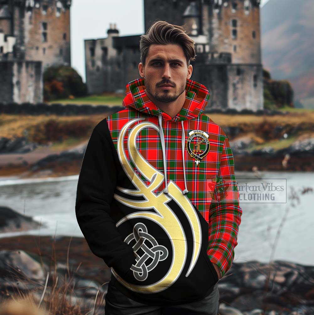 Spence (Spens) Tartan Cotton Hoodie with Family Crest and Celtic Symbol Style - Tartan Vibes Clothing