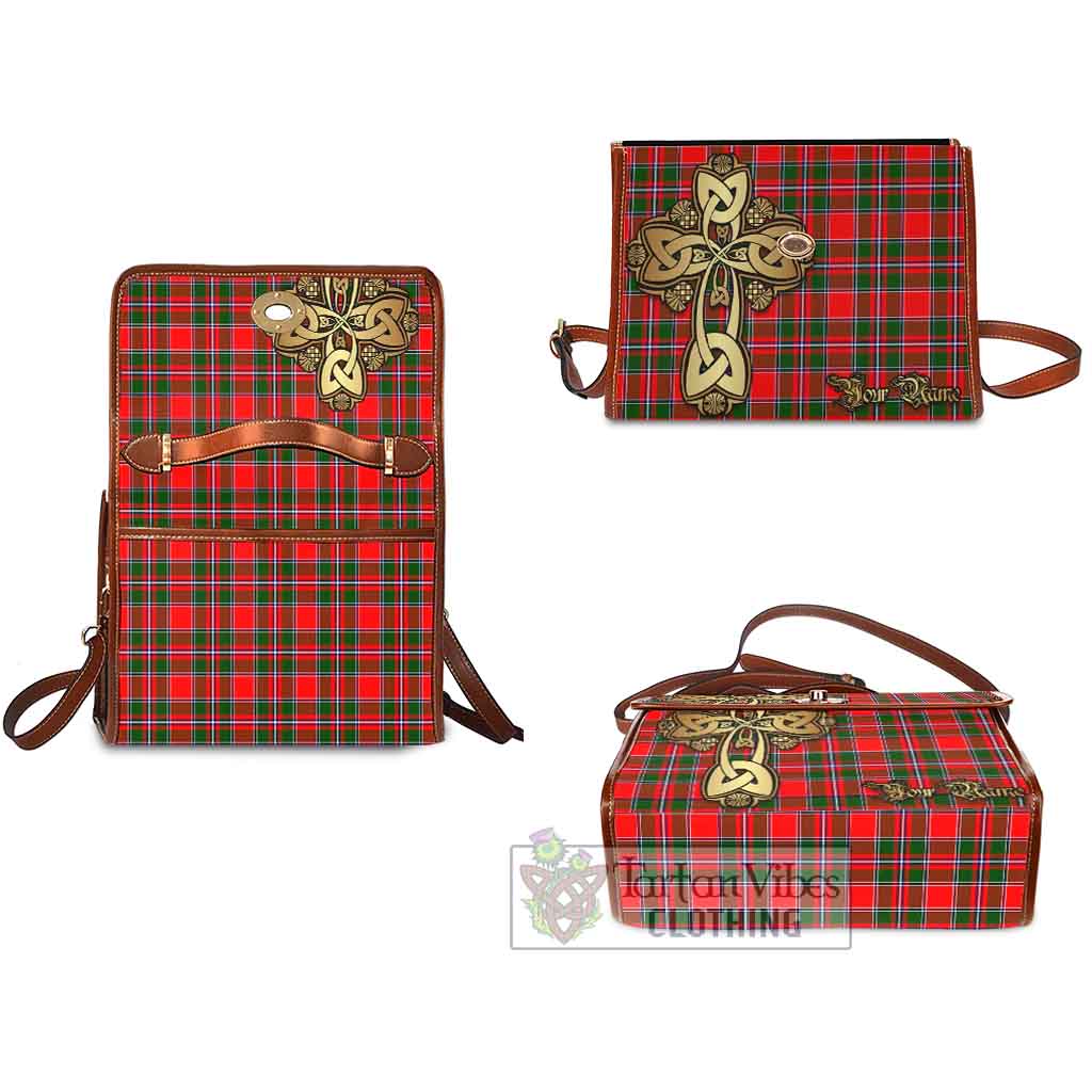 Tartan Vibes Clothing Spence (Spens) Tartan Waterproof Canvas Bag Golden Thistle Celtic Cross Style