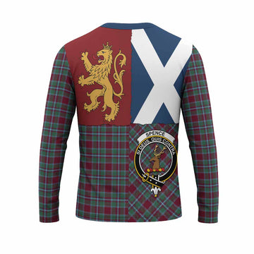 Spence (Spens) Crest Tartan Long Sleeve T-Shirt with Lion Rampant Saltire Style