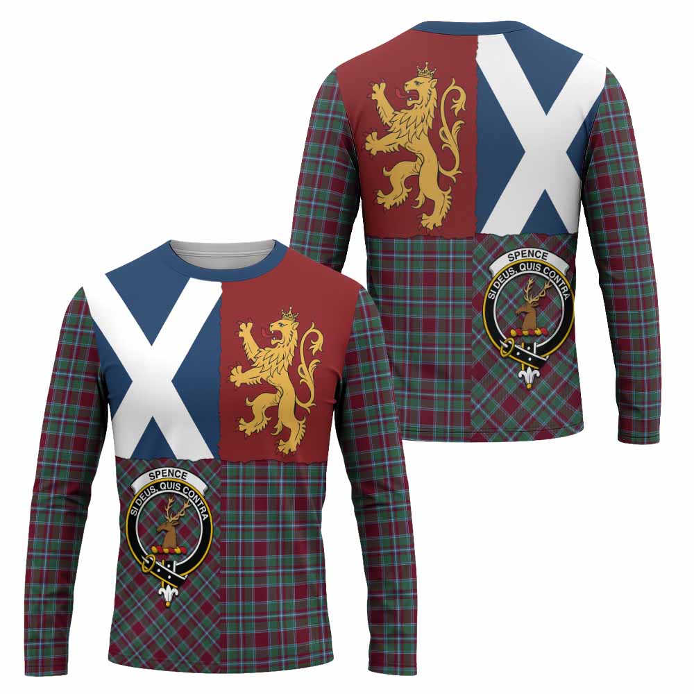 Spence (Spens) Crest Tartan Long Sleeve T-Shirt with Lion Rampant Saltire Style