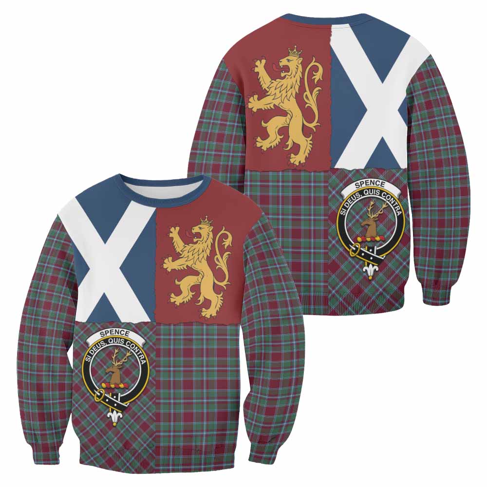 Spence (Spens) Crest Tartan Sweatshirt with Lion Rampant Saltire Style