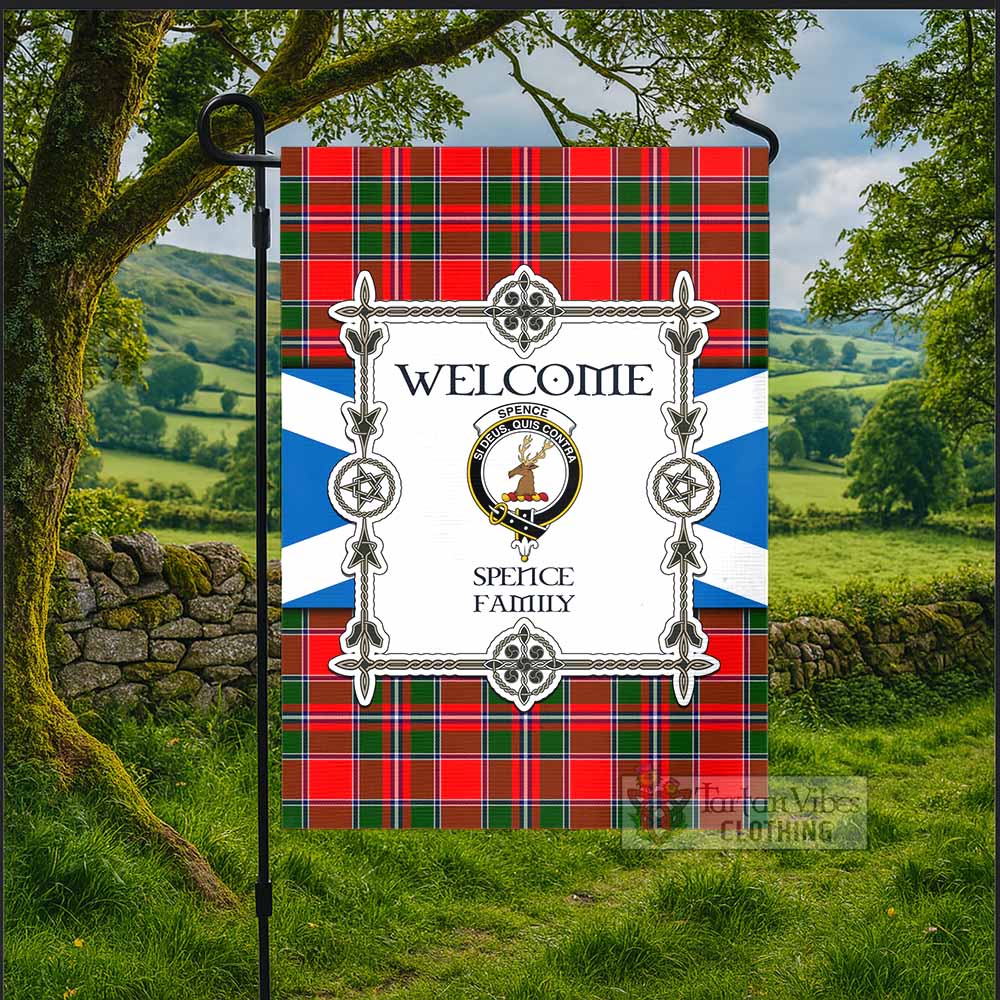 Spence (Spens) Family Crest Tartan Welcome Garden Flag Saltire Harmony Style - Tartan Vibes Clothing