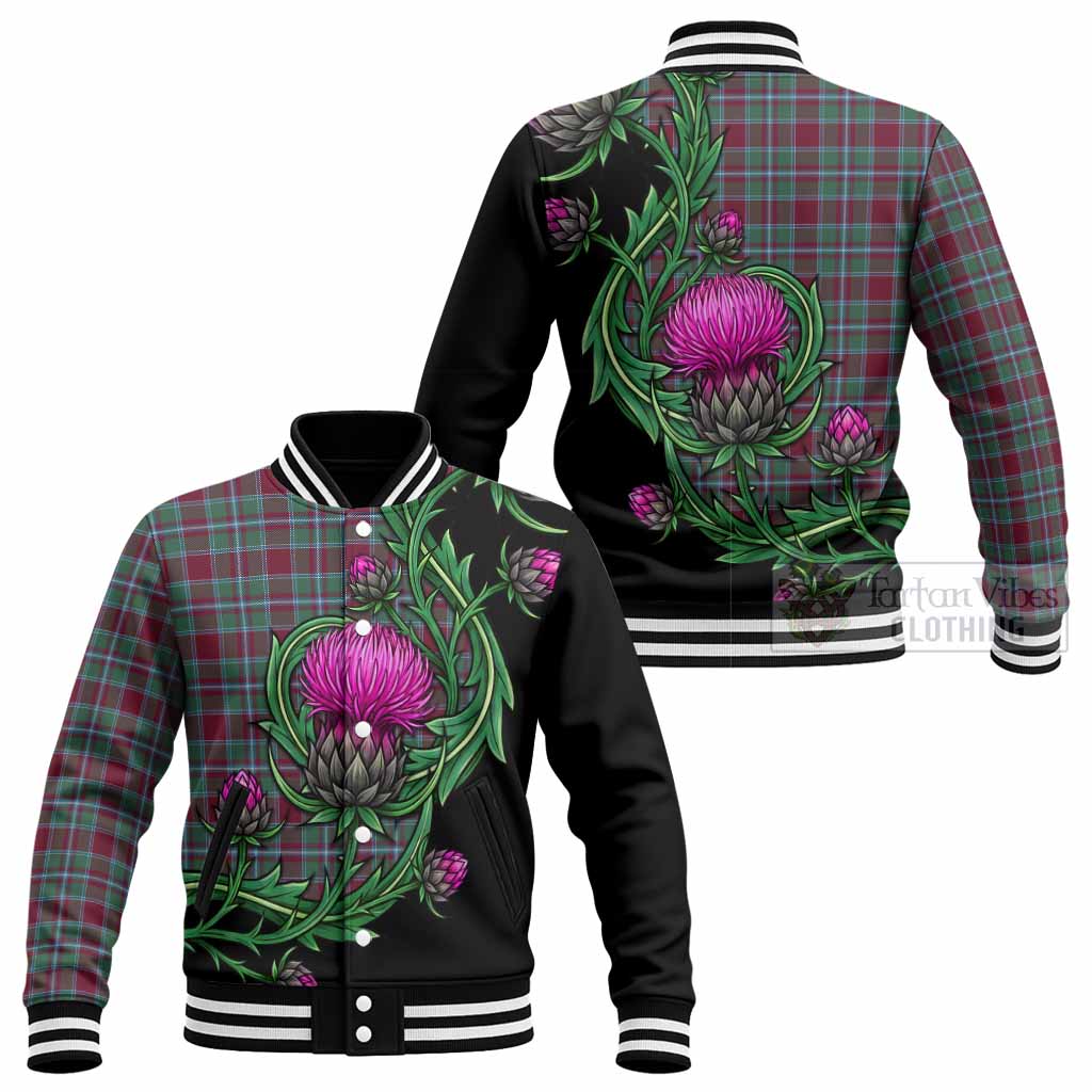 Spence (Spens) Tartan Baseball Jacket Resilient Scottish Thistle - Tartan Vibes Clothing