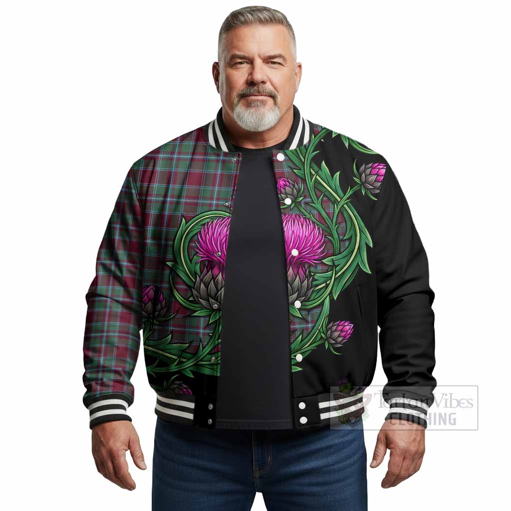 Spence (Spens) Tartan Baseball Jacket Resilient Scottish Thistle - Tartan Vibes Clothing