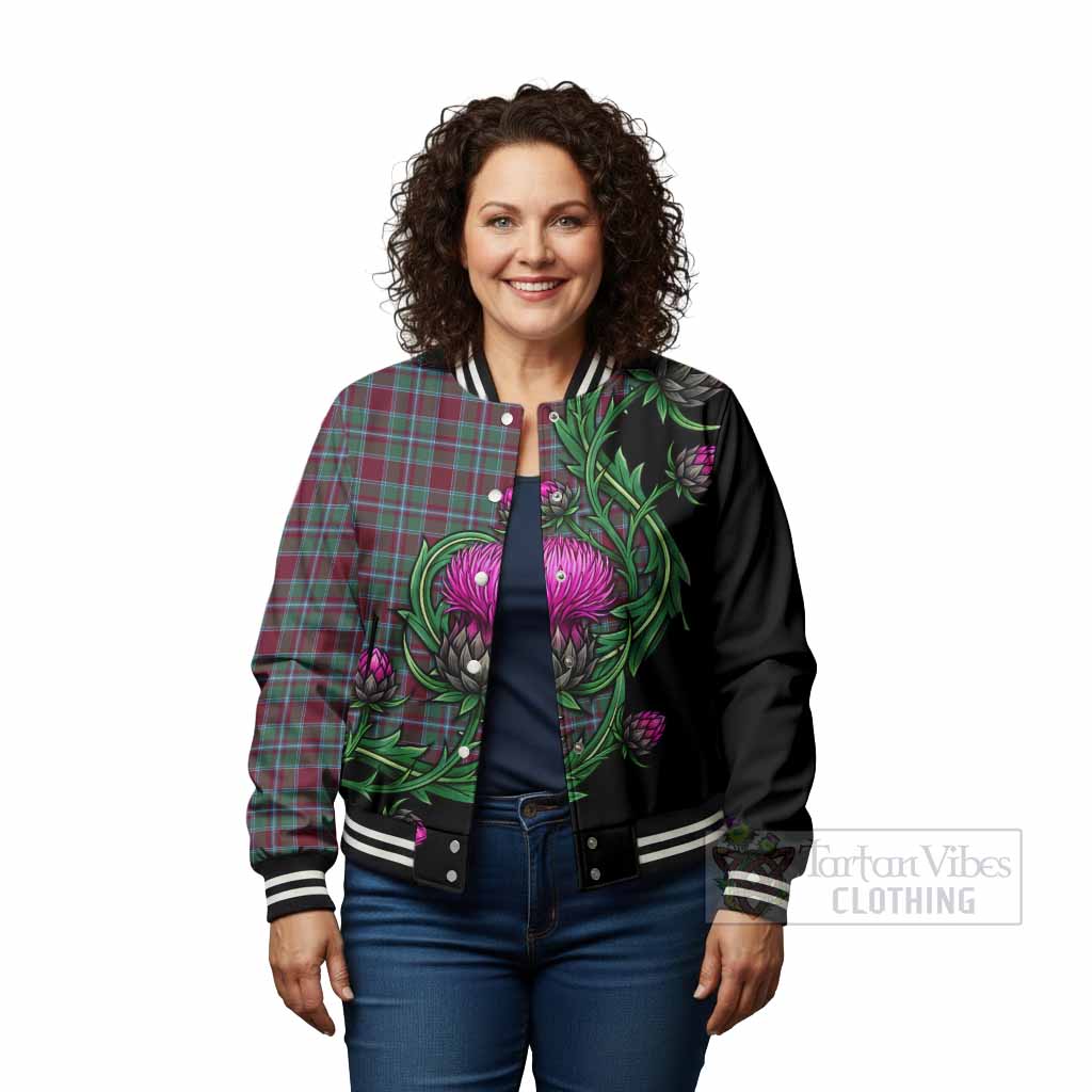 Spence (Spens) Tartan Baseball Jacket Resilient Scottish Thistle - Tartan Vibes Clothing