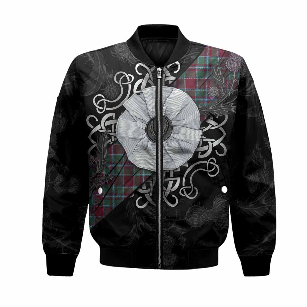 Spence (Spens) Tartan Bomber Jacket Jacobite White Rose Unisex Black - Tartan Vibes Clothing