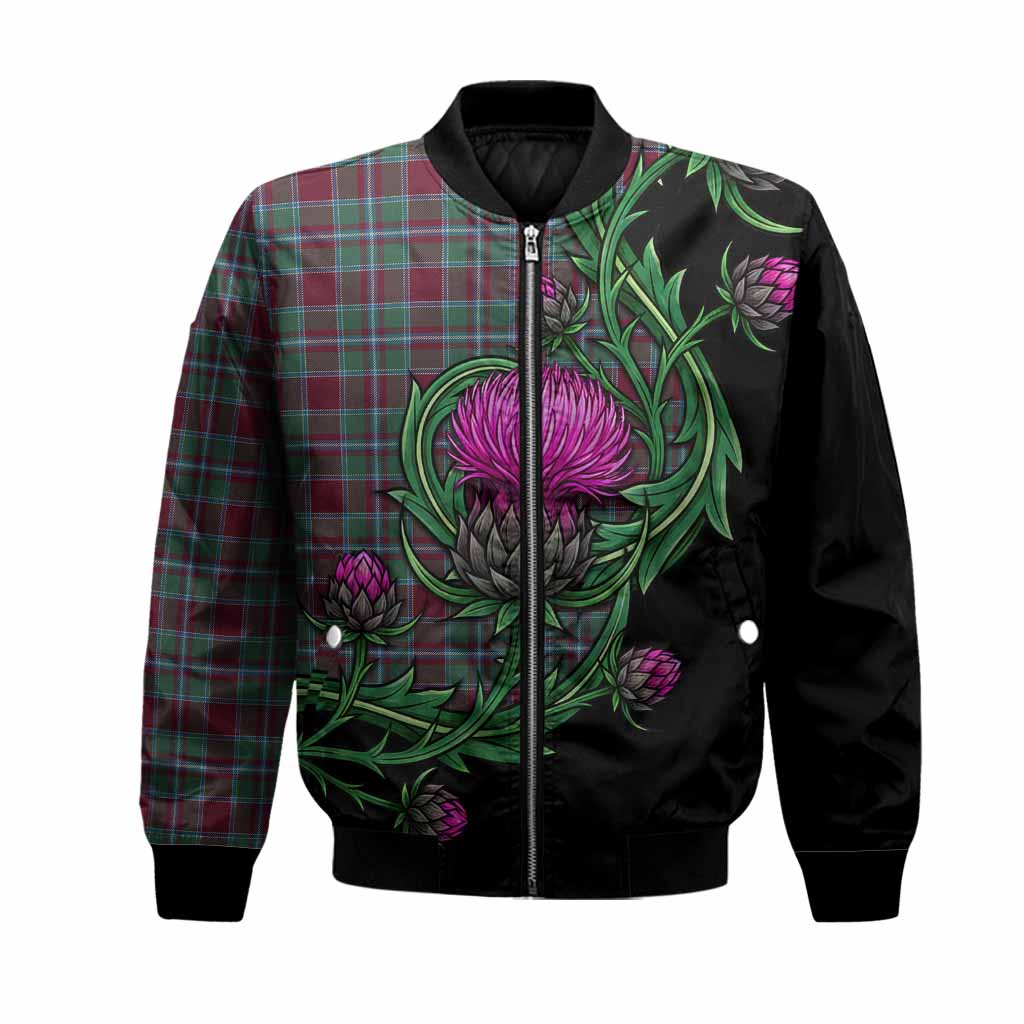 Spence (Spens) Tartan Bomber Jacket Resilient Scottish Thistle Unisex Black - Tartan Vibes Clothing