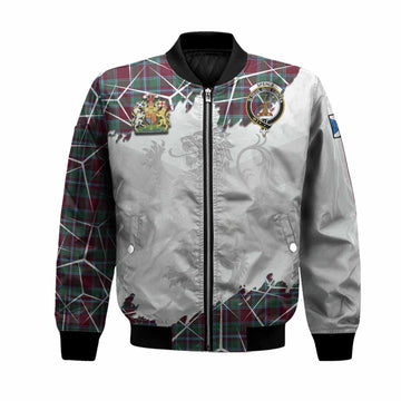 Spence (Spens) Tartan Bomber Jacket with Family Crest and Lion Rampant Grunge Style
