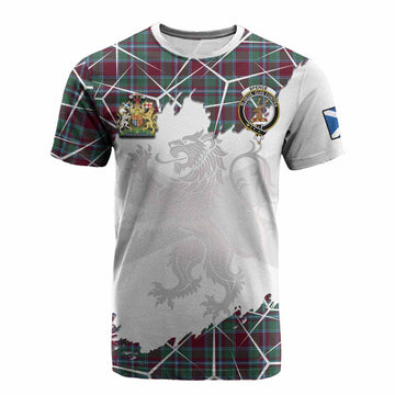 Spence (Spens) Tartan Cotton T-shirt with Family Crest and Lion Rampant Grunge Style