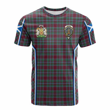 Spence (Spens) Tartan Crest Cotton T-shirt Scotland Coat of Arm Flag Style