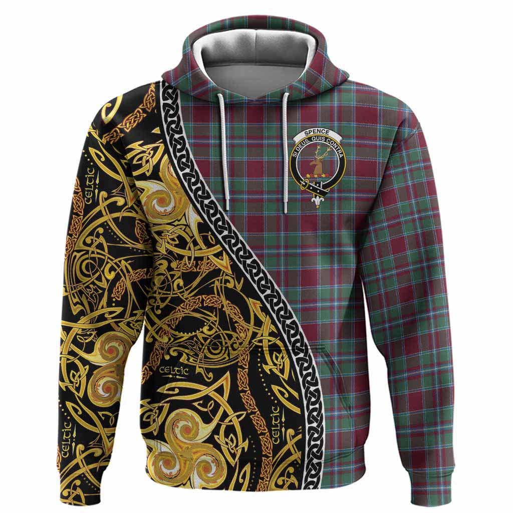 Spence (Spens) Tartan Crest Hoodie Celtic Knot and Triple Trickle Spiral Symbols