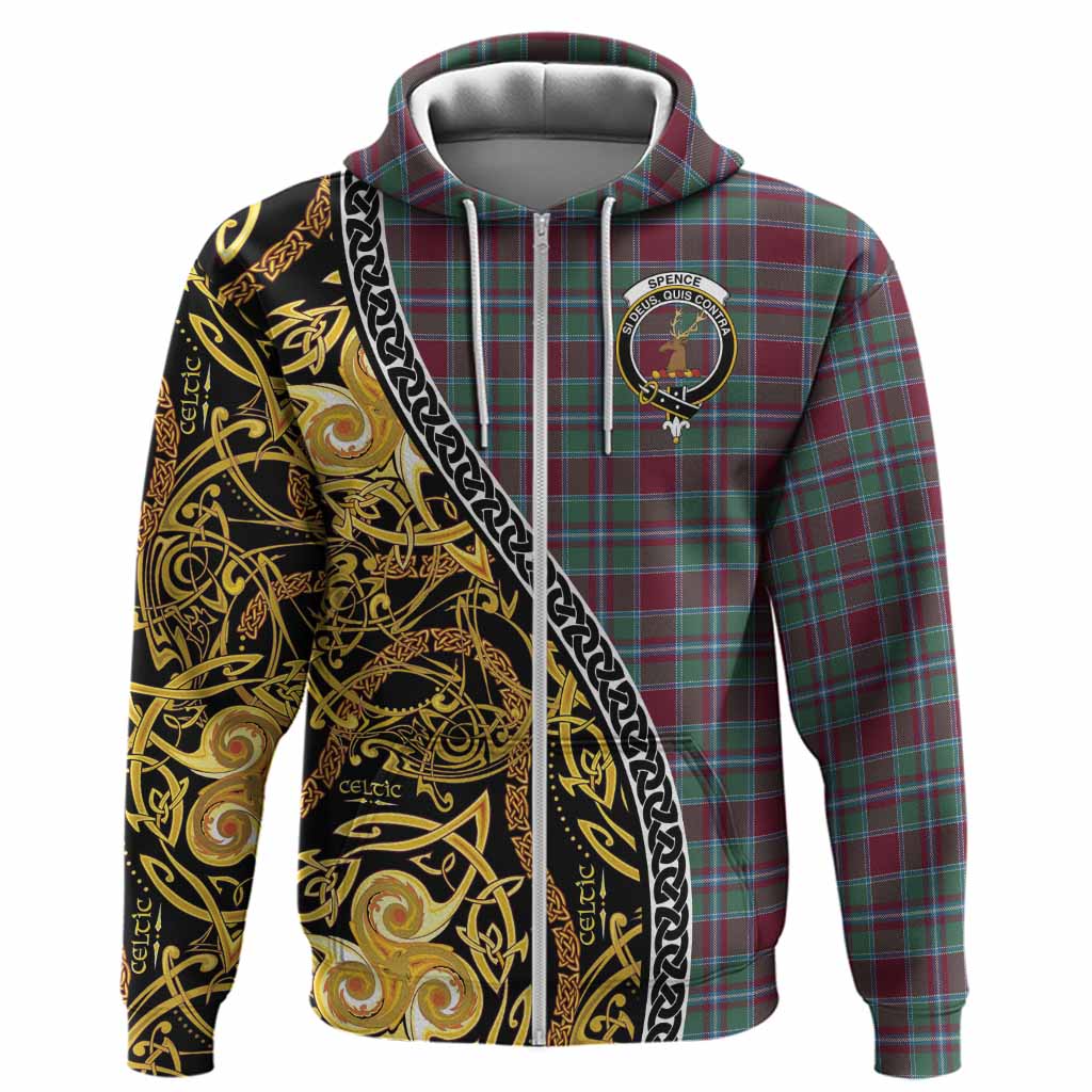 Spence (Spens) Tartan Crest Hoodie Celtic Knot and Triple Trickle Spiral Symbols