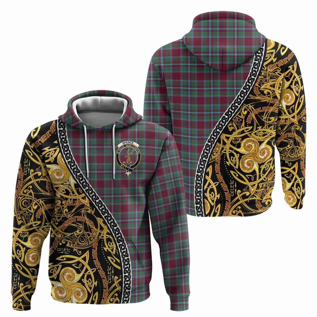 Spence (Spens) Tartan Crest Hoodie Celtic Knot and Triple Trickle Spiral Symbols