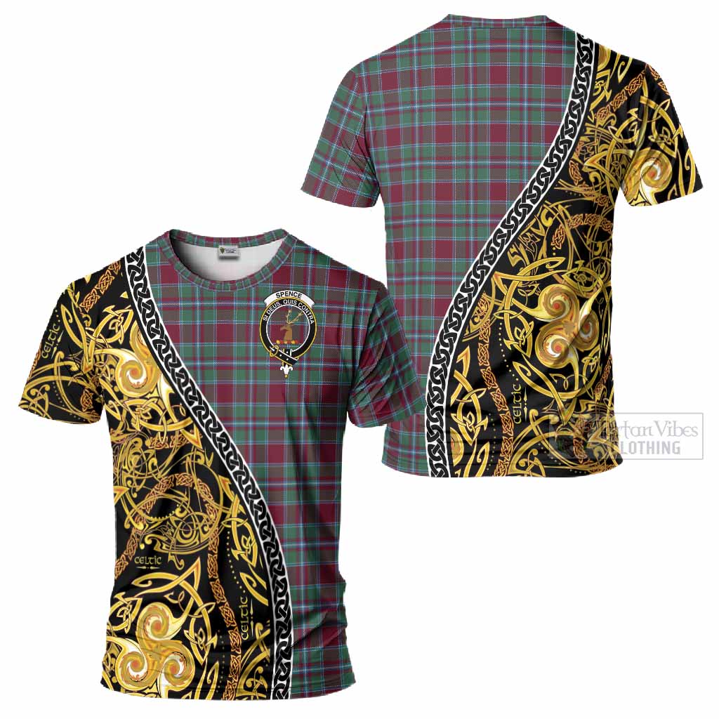 Spence (Spens) Tartan Crest T-Shirt Celtic Knot and Triple Trickle Spiral Symbols