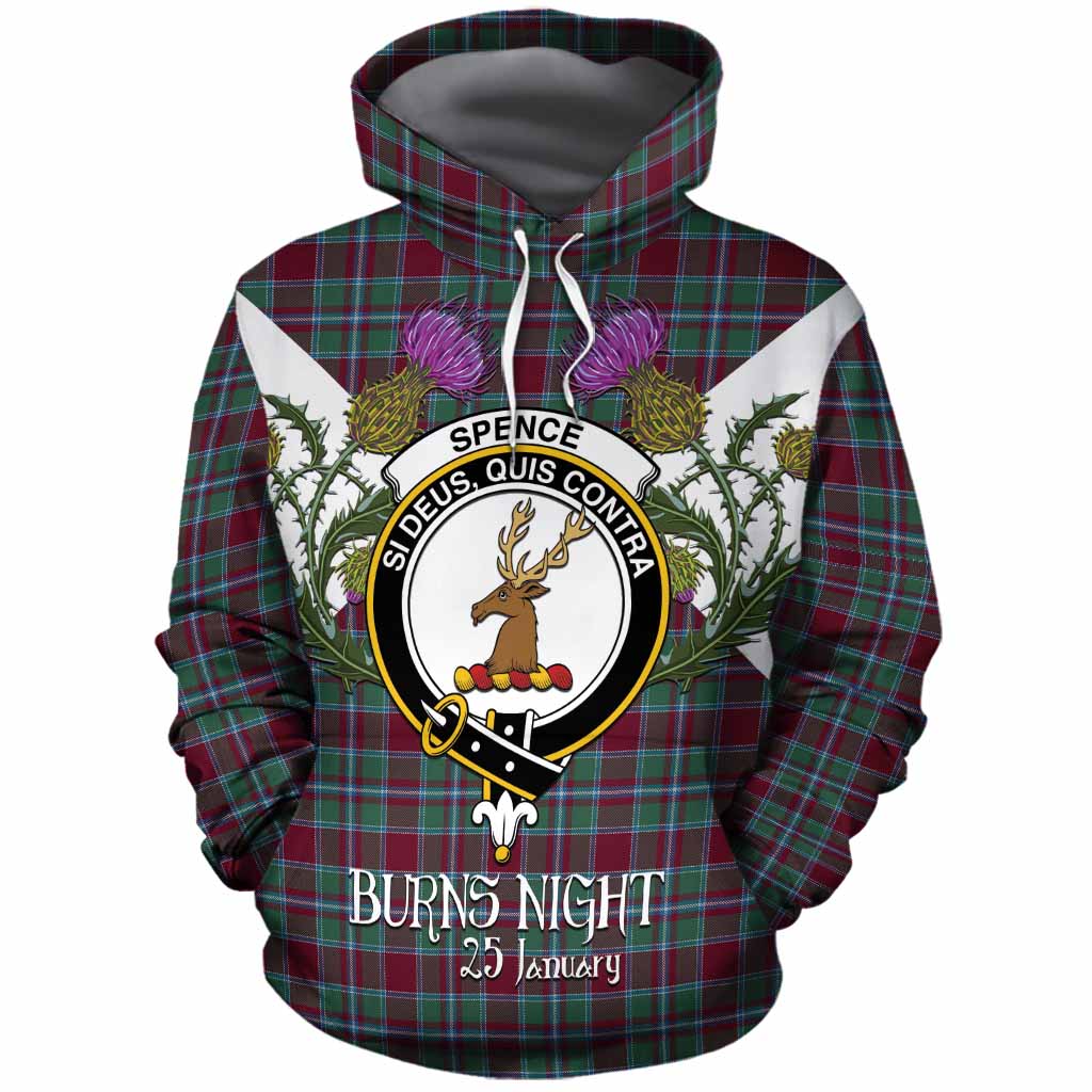 Spence (Spens) Tartan Family Crest Cotton Hoodie Scottish Burns Night Thistle Floral