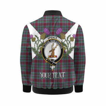 Spence (Spens) Tartan Family Crest Kid Bomber Jacket Scottish Burns Night Thistle Floral