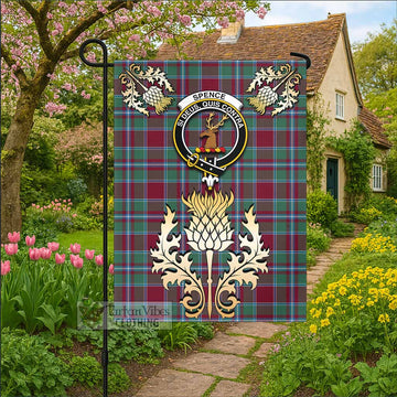 Spence (Spens) Tartan Garden Flag with Golden Regal Scottish Thistle Emblem - Tartan Vibes Clothing