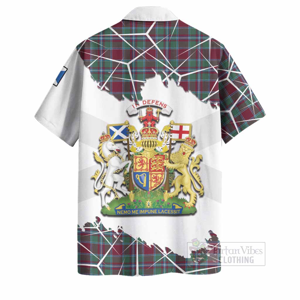 Spence (Spens) Tartan Hawaiian Shirt with Family Crest and Lion Rampant Grunge Style