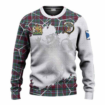 Spence (Spens) Tartan Knitted Sweater with Family Crest and Lion Rampant Grunge Style