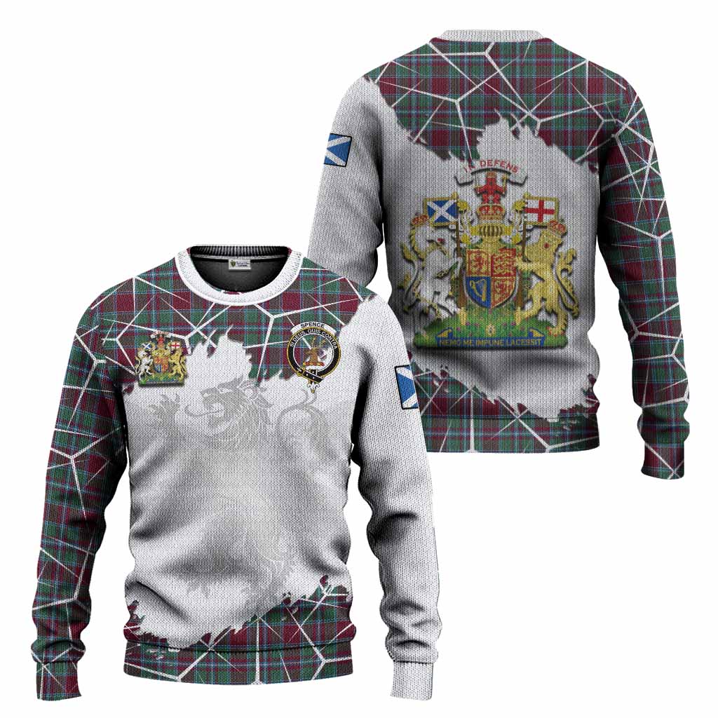 Spence (Spens) Tartan Knitted Sweater with Family Crest and Lion Rampant Grunge Style