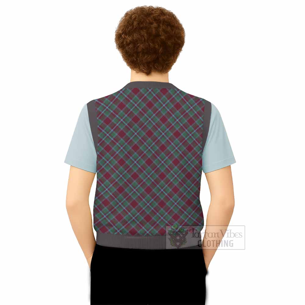 Abernethy Tartan Knitted V-Neck Vest with Family Crest Cross Style
