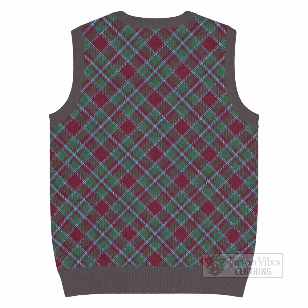 Abernethy Tartan Knitted V-Neck Vest with Family Crest Cross Style