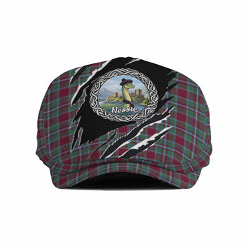 Spence (Spens) Tartan Loch Ness Monster Flat Cap, Jeff Cap Celtic Knot Nessie Art