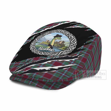 Spence (Spens) Tartan Loch Ness Monster Flat Cap, Jeff Cap Celtic Knot Nessie Art