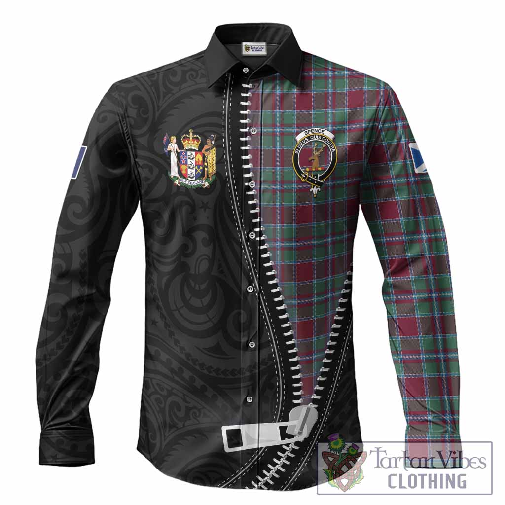 Spence (Spens) Tartan Long Sleeve Button Shirts New Zealand Pattern Unique Zipper Stylized