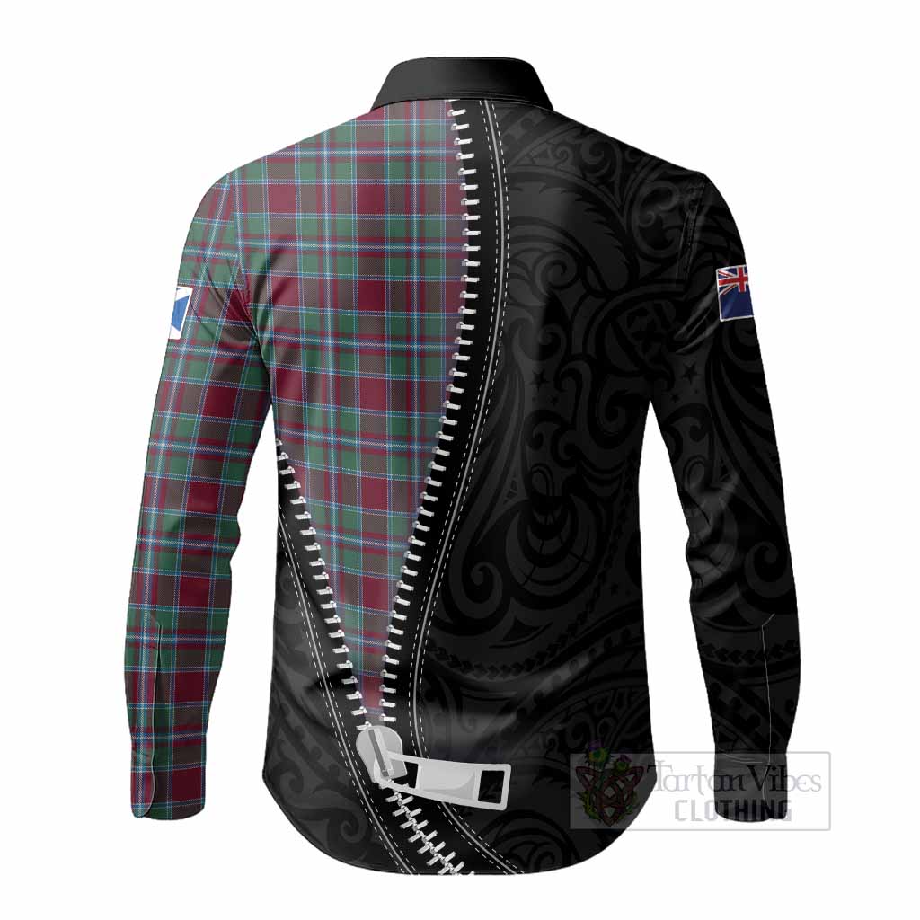 Spence (Spens) Tartan Long Sleeve Button Shirts New Zealand Pattern Unique Zipper Stylized