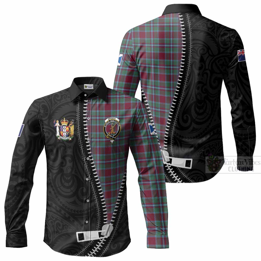 Spence (Spens) Tartan Long Sleeve Button Shirts New Zealand Pattern Unique Zipper Stylized
