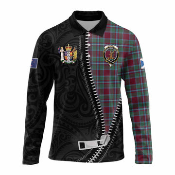 Spence (Spens) Tartan Long Sleeve Polo Shirt New Zealand Pattern Unique Zipper Stylized