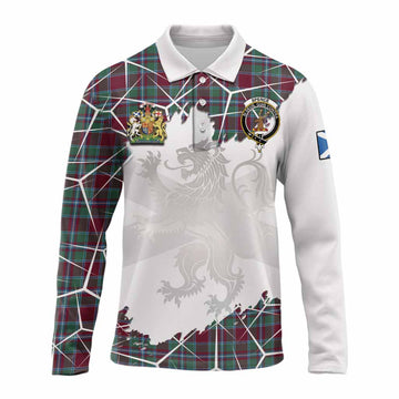 Spence (Spens) Tartan Long Sleeve Polo Shirt with Family Crest and Lion Rampant Grunge Style