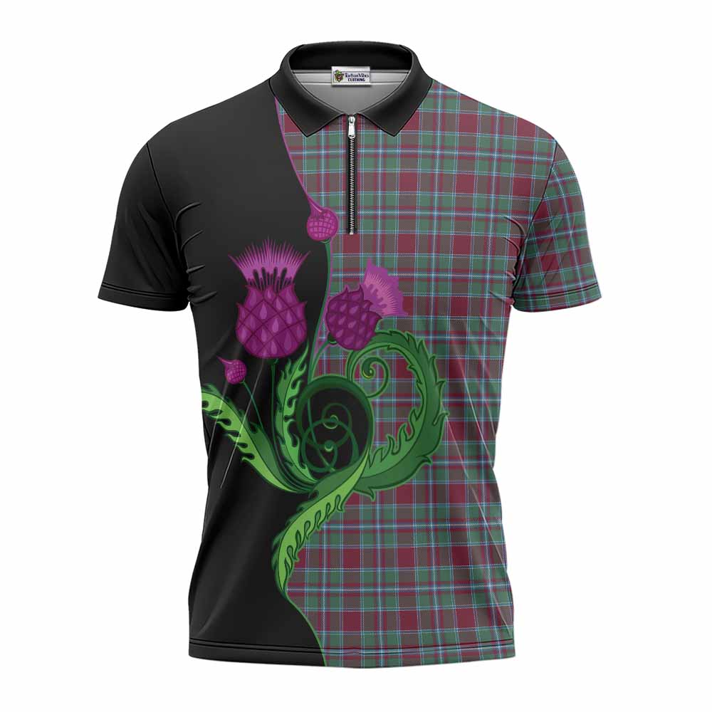 Spence (Spens) Tartan Zipper Polo Shirt Traditional Scottish Thistle