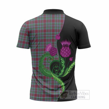Spence (Spens) Tartan Zipper Polo Shirt Traditional Scottish Thistle
