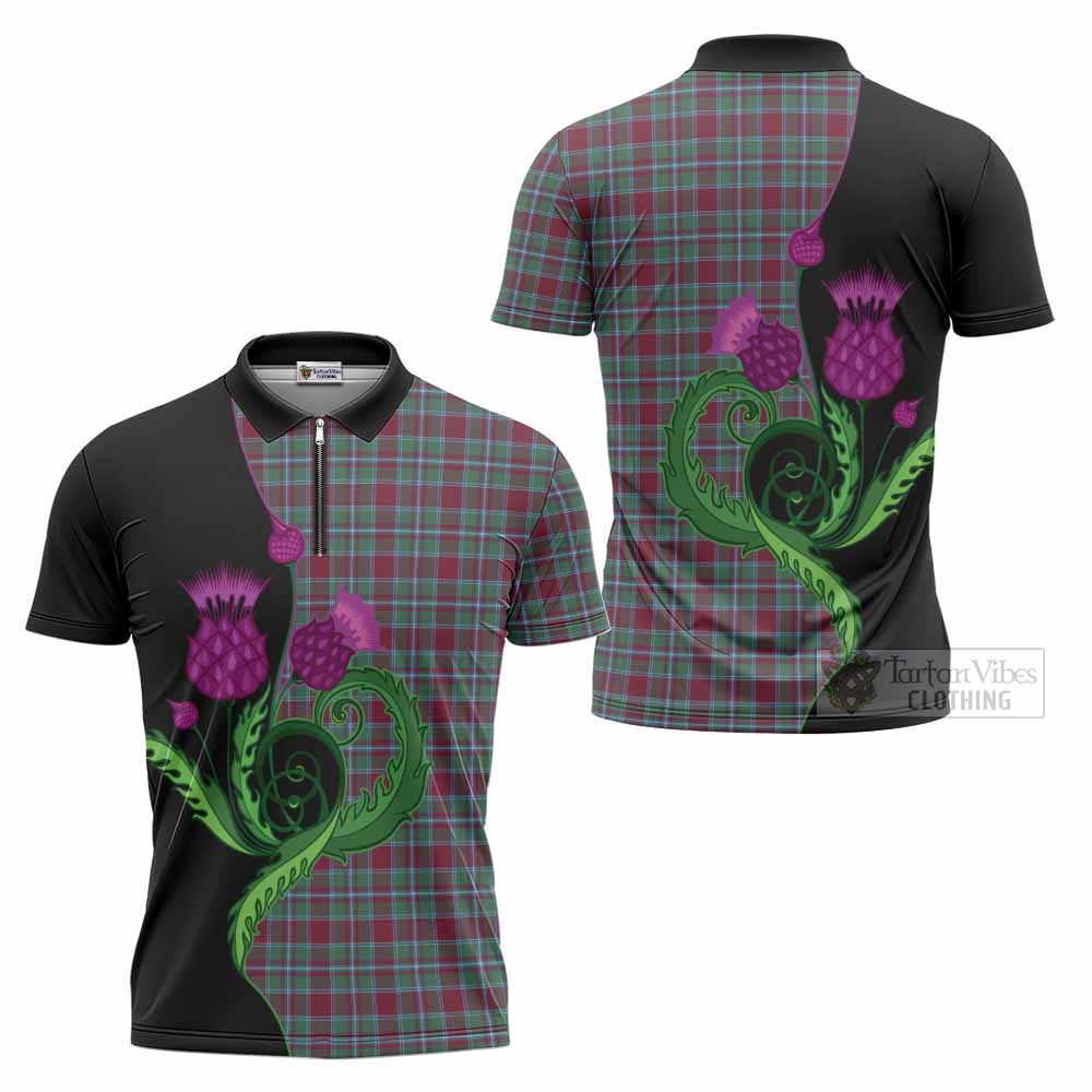 Spence (Spens) Tartan Zipper Polo Shirt Traditional Scottish Thistle