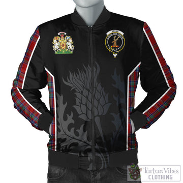 Spens Tartan Bomber Jacket with Family Crest and Scottish Thistle Vibes Sport Style