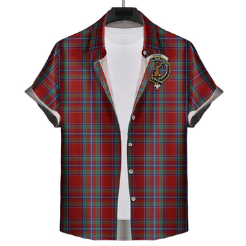 Spens Tartan Short Sleeve Button Down Shirt with Family Crest