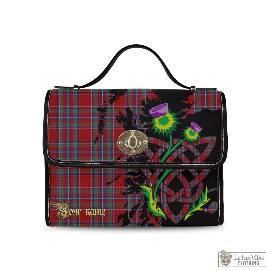 Tartan Vibes Clothing Spens Tartan Waterproof Canvas Bag with Scotland Map and Thistle Celtic Accents