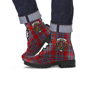 Spens Tartan Leather Boots with Family Crest