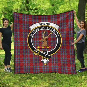 Spens Tartan Quilt with Family Crest
