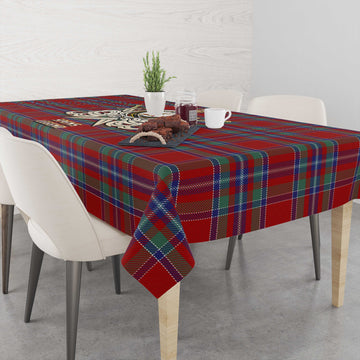 Spens Tartan Tablecloth with Clan Crest and the Golden Sword of Courageous Legacy