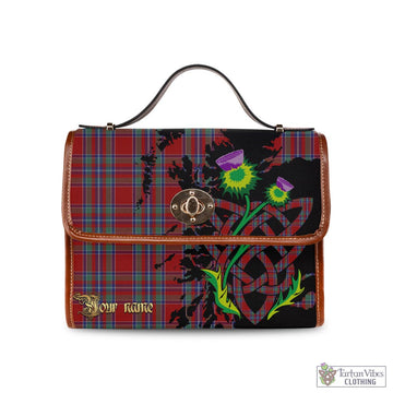 Spens Tartan Waterproof Canvas Bag with Scotland Map and Thistle Celtic Accents