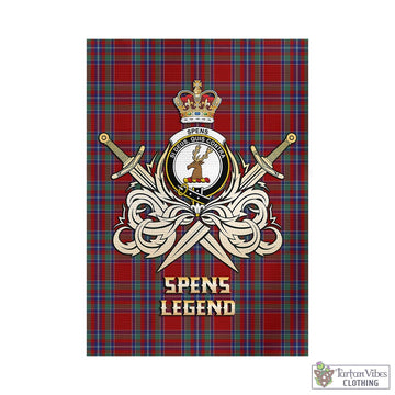 Spens Tartan Garden Flag with Clan Crest and the Golden Sword of Courageous Legacy