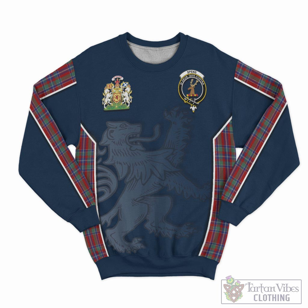 Tartan Vibes Clothing Spens Tartan Sweater with Family Crest and Lion Rampant Vibes Sport Style