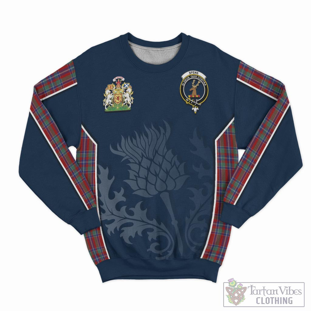Tartan Vibes Clothing Spens Tartan Sweatshirt with Family Crest and Scottish Thistle Vibes Sport Style