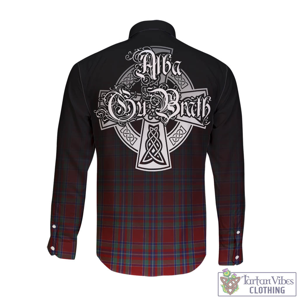 Tartan Vibes Clothing Spens Tartan Long Sleeve Button Up Featuring Alba Gu Brath Family Crest Celtic Inspired