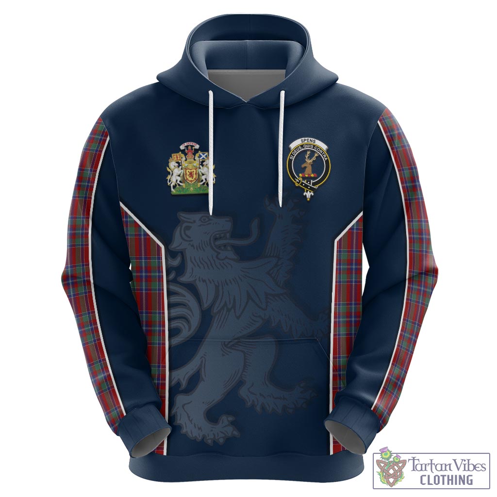 Tartan Vibes Clothing Spens Tartan Hoodie with Family Crest and Lion Rampant Vibes Sport Style